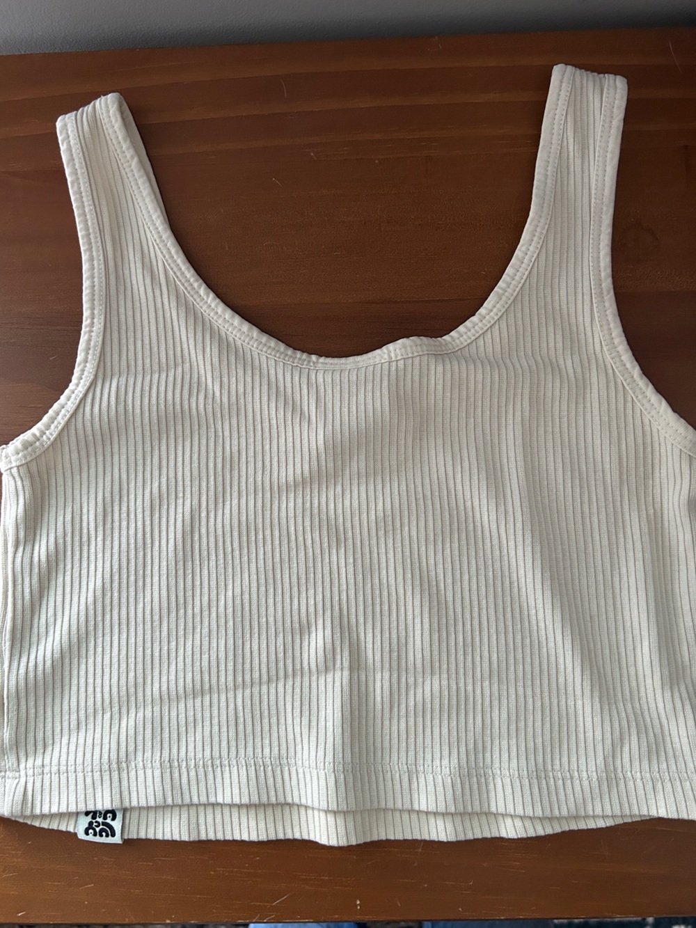 Lucy & yak Ribbed Scoop Neck Crop Tank Top - Cream